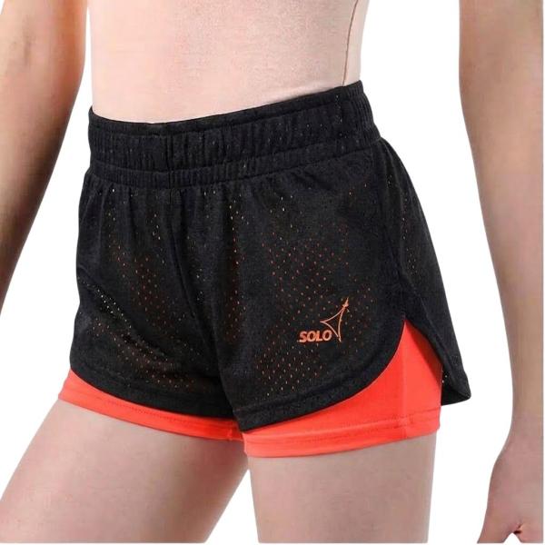 SOLO Contrasting bottom double-layered shorts orange neon