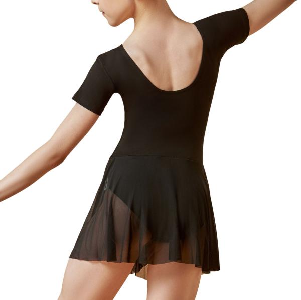 Klara Shortsleeve wrap skirt leotard B3LS60 (28,Black,Cotton)