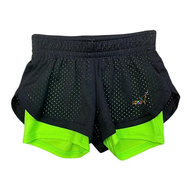 SOLO Contrasting bottom double-layered shorts green neon