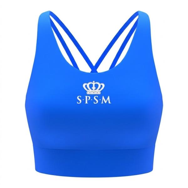 SPSM Open back sports bra with 4 straps (6XS,128-134 cm,Blue)