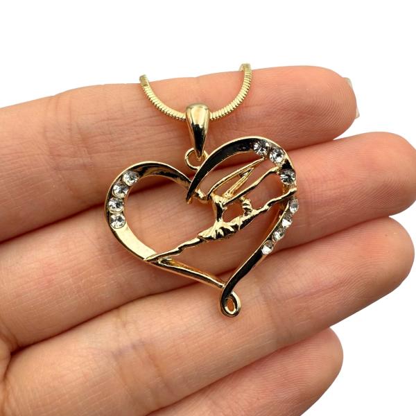 Gymnast with ribbon in Heart chain  (Gold)