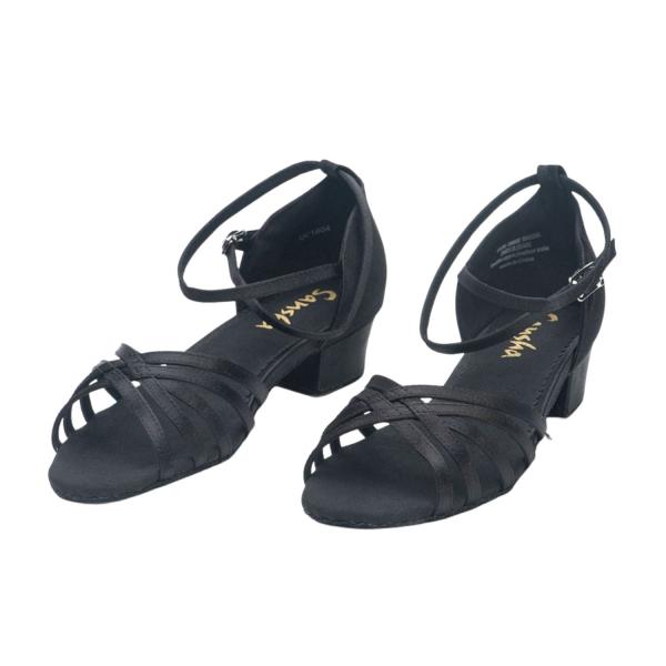 MARINA Ladie's Ballroom shoes satin BK 13056S (M,Black,Satin)