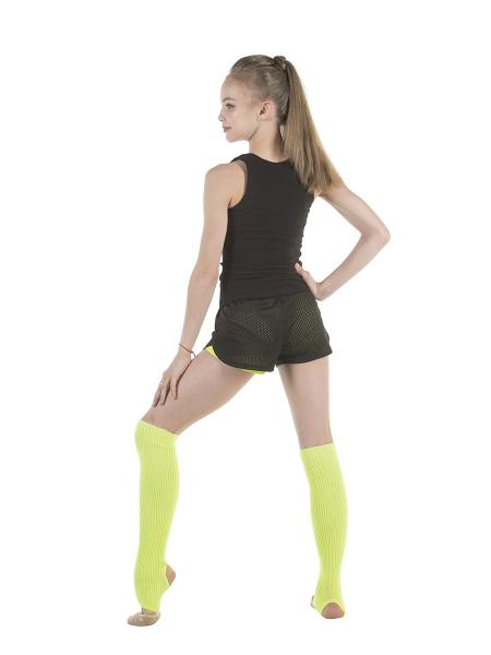 SOLO Knee high knitted legwarmers with a heel cutout lime