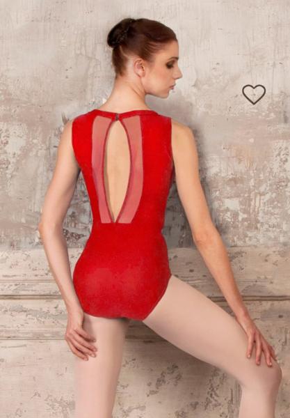 Grand Prix MESH "Regina" tank leotard MSL50xx (M, Red, Polyamide)