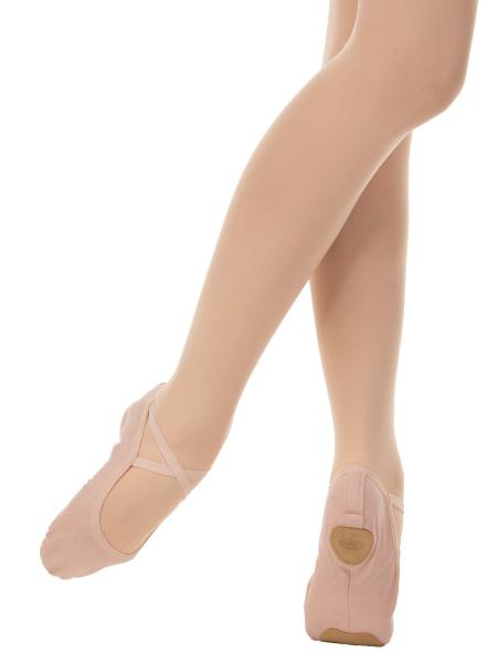 Soft ballet flats with split sole, medium vamp, stretch cotton, Pink