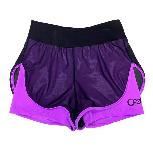 WE2 Carvico Rome Double layer shorts SH-25 (40, Black-Violet, Cotton)