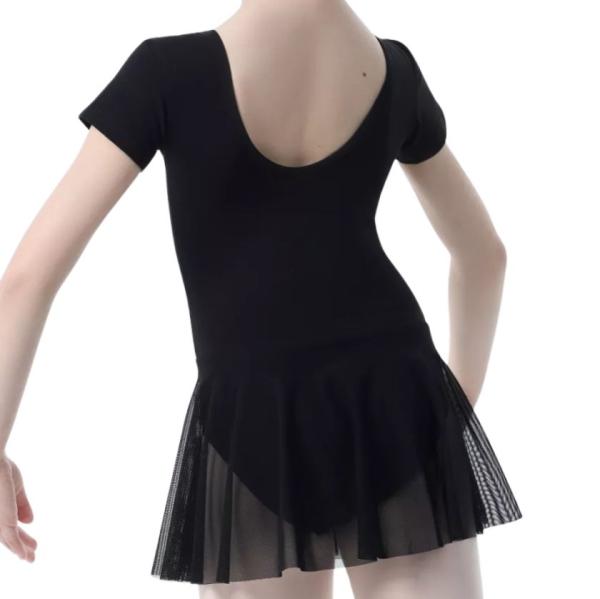 SOLO Short sleeve leotard with mesh skirt cotton black