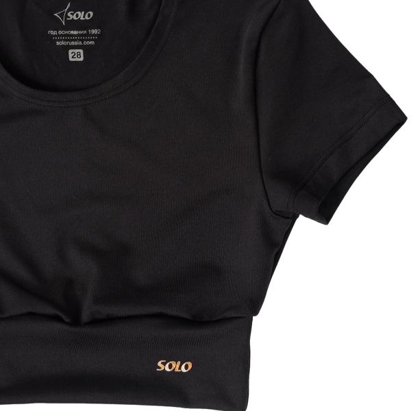 SOLO Short sleeve cropped tank top polyester black