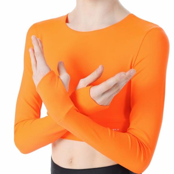 SOLO Long sleeve cropped top orange neon