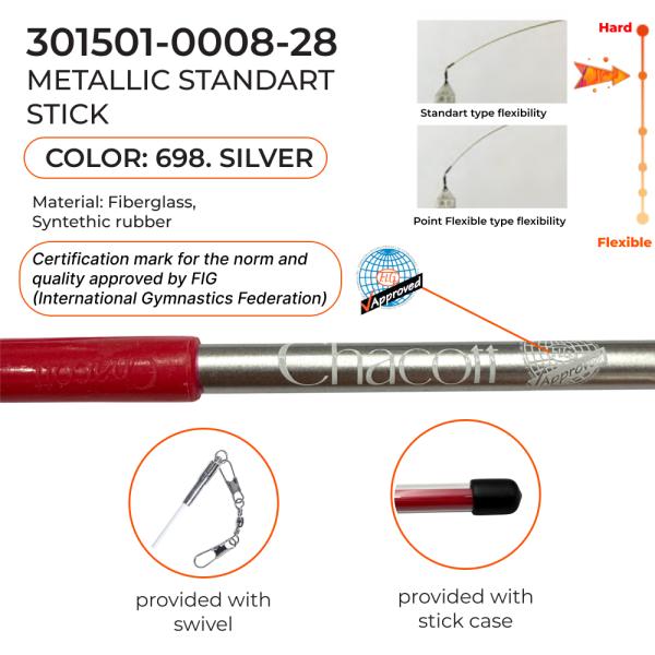 CHACOTT metallic stick Seniors 301501 0008-98 (Standard) (FIG, Fiberglass, 698, 60 сm, Silver)