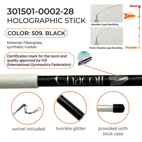 CHACOTT Holographic stick seniors 301501 0002-98 (FIG, Fiberglass, 509, 60 cm, Black)