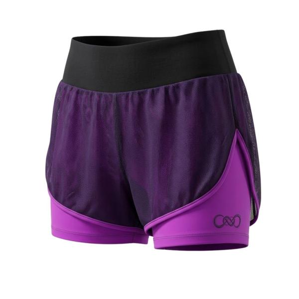 WE2 Carvico Rome Double layer shorts SH-25 (40, Black-Violet, Cotton)