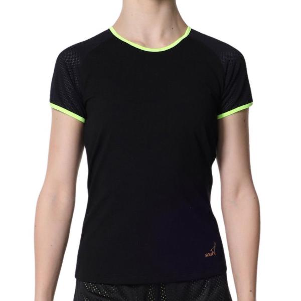 SOLO Contrast binding slim fit T-shirt black lime