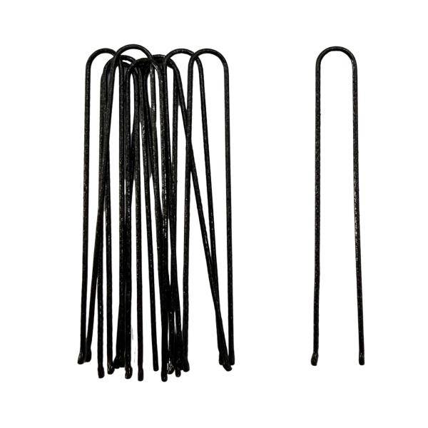 Hair pins M (10 pcs, Black, Ribbed)