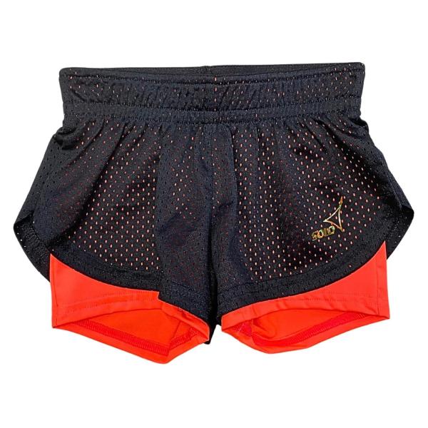 SOLO Contrasting bottom double-layered shorts orange neon