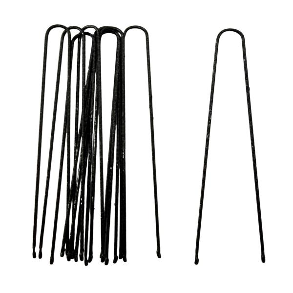Hair pins L (10 pcs, Black, Ribbed)