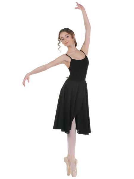 SOLO Knee length chiffon pull-on circle skirt black
