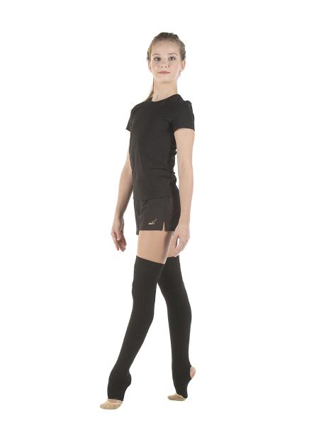 SOLO Knee high knitted legwarmers with a heel cutout black