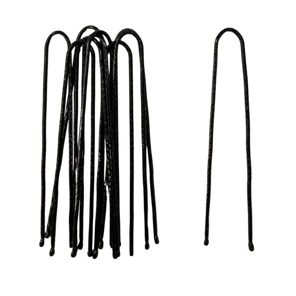 Hair pins S (10 pcs, Black, Ribbed)