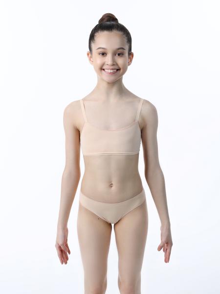 Lingerie top with silicone straps, polyamide, tan