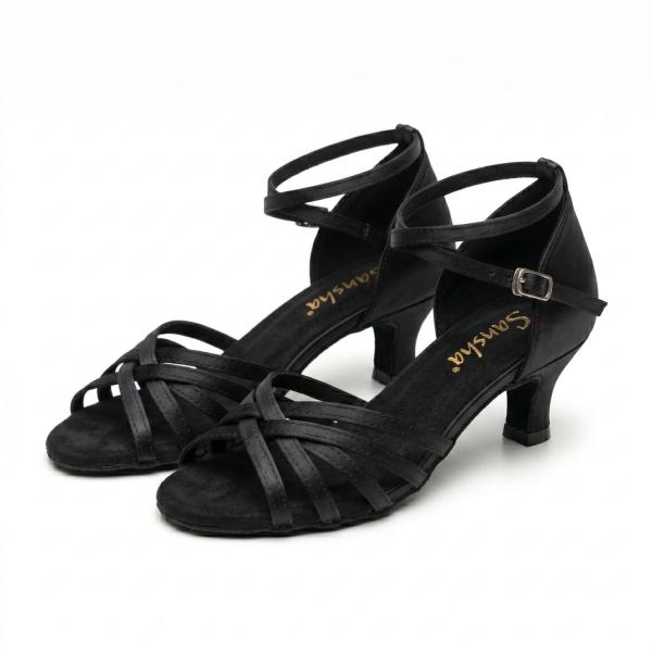 ALAIETTE Ladie's Ballroom shoes BR15016S (5, Black)