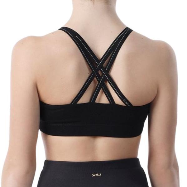 SOLO Top crossed straps cotton black