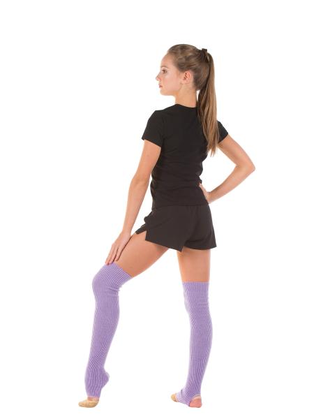 SOLO Knee high knitted legwarmers with a heel cutout Lilac